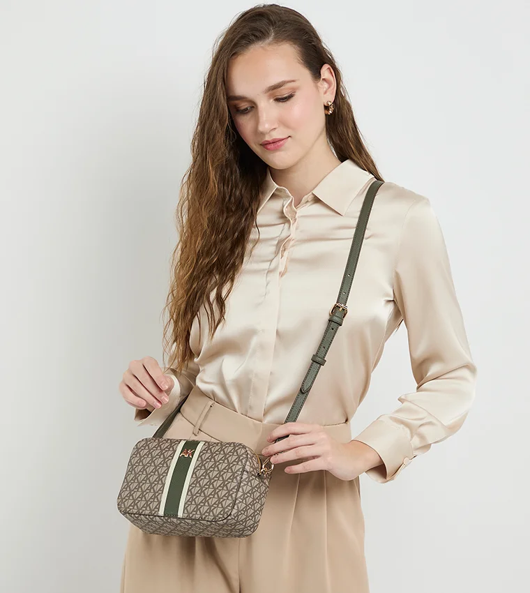 آن كلاين Anne Klein Monogram Patterned Zippered Camera Bag